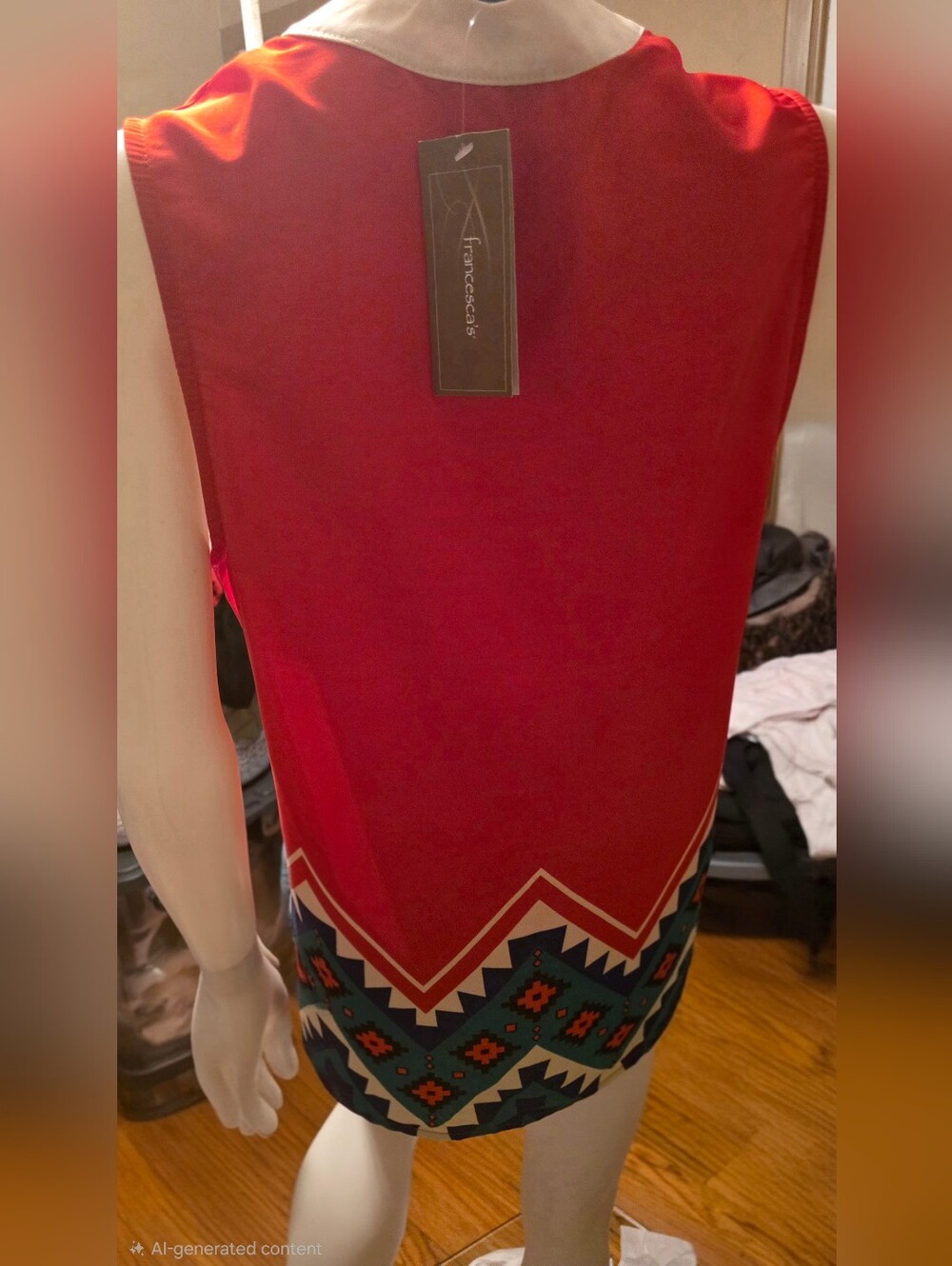 Francesca's Collections Red Patterned Top - Picture 2 of 2